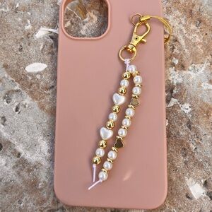 Pearl and Gold Phone Charm